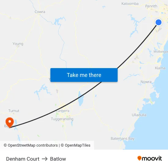 Denham Court to Batlow map