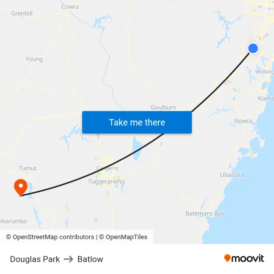 Douglas Park to Batlow map