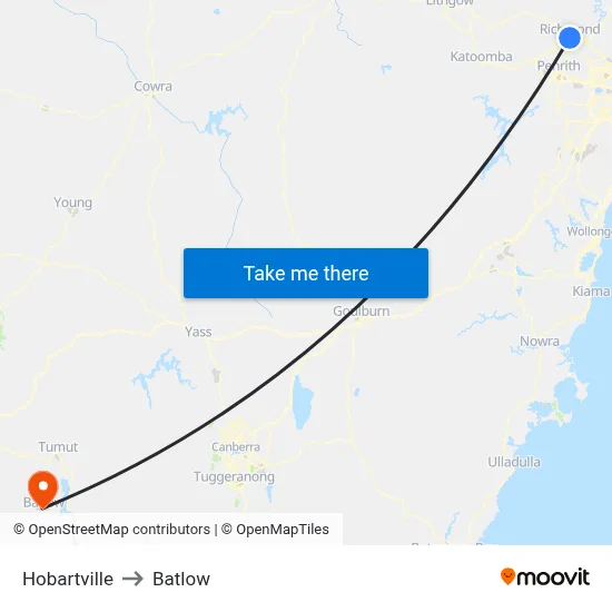 Hobartville to Batlow map