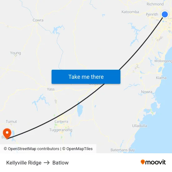 Kellyville Ridge to Batlow map