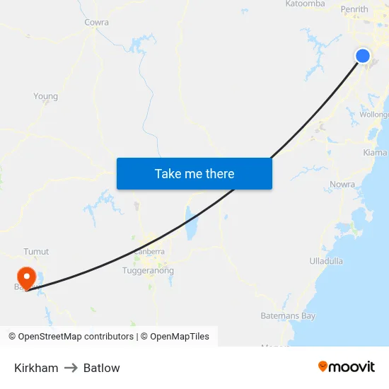 Kirkham to Batlow map