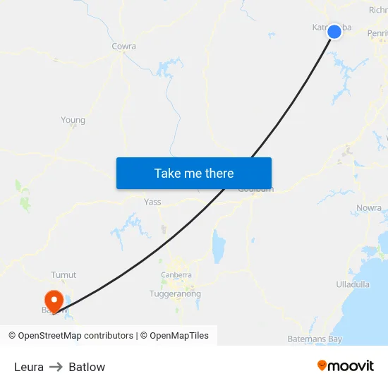 Leura to Batlow map