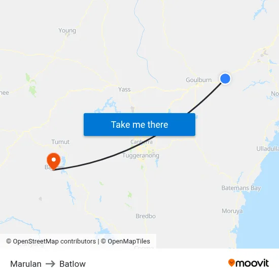 Marulan to Batlow map