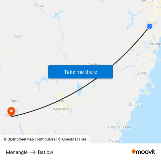Menangle to Batlow map