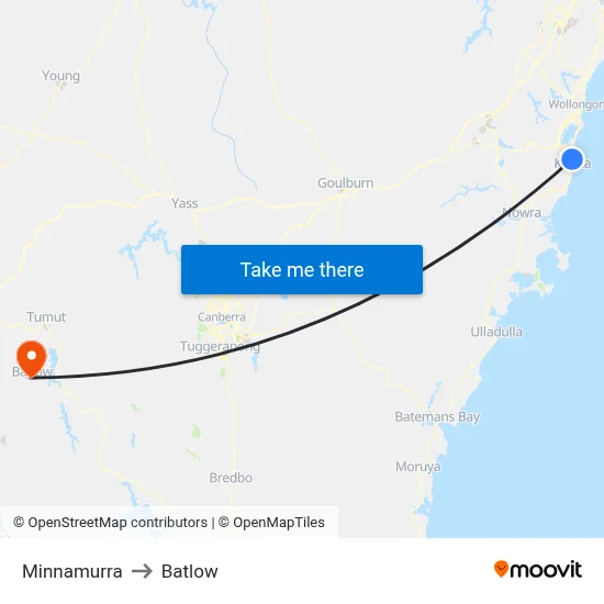 Minnamurra to Batlow map