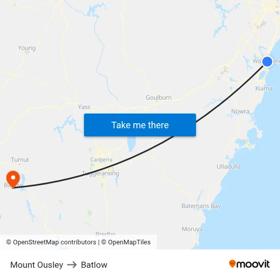 Mount Ousley to Batlow map