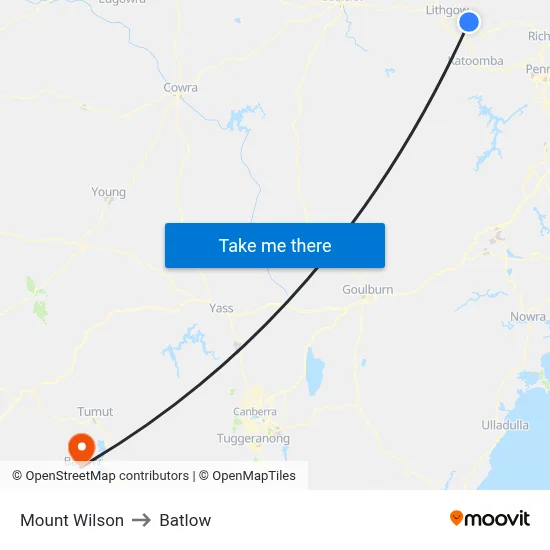 Mount Wilson to Batlow map