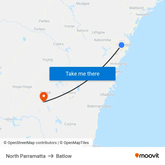 North Parramatta to Batlow map