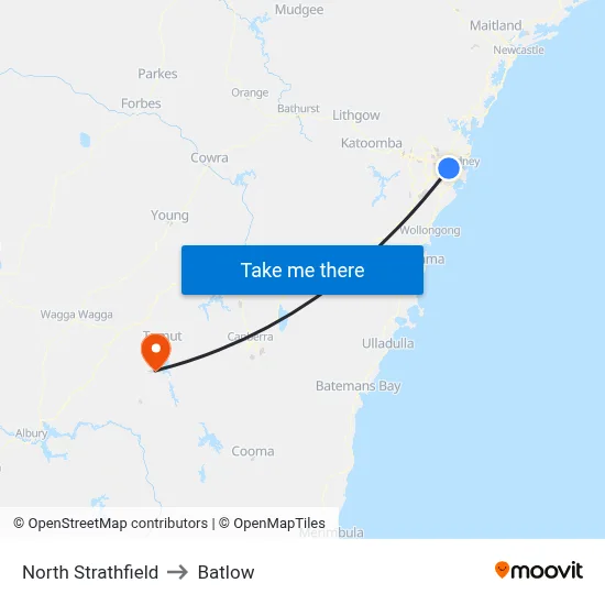 North Strathfield to Batlow map