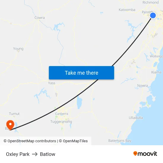 Oxley Park to Batlow map