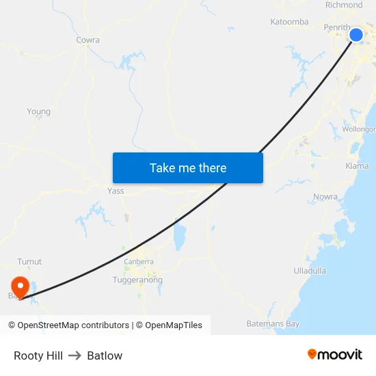 Rooty Hill to Batlow map