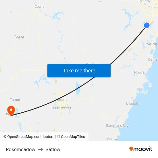 Rosemeadow to Batlow map