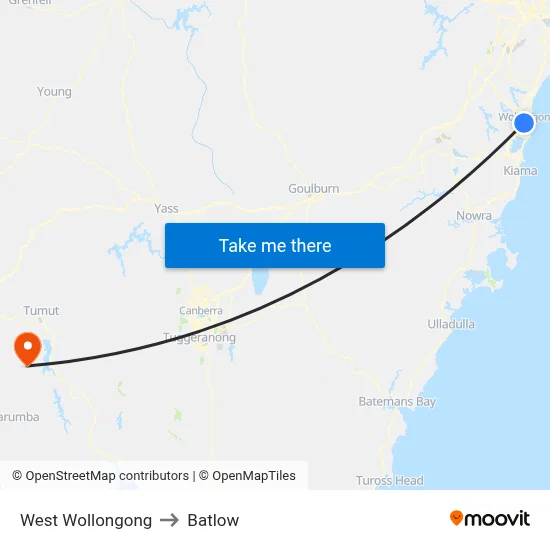 West Wollongong to Batlow map