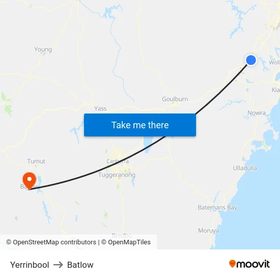 Yerrinbool to Batlow map