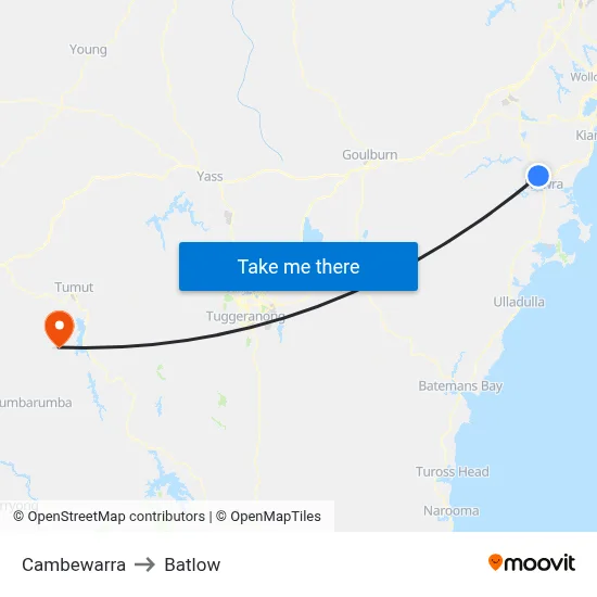 Cambewarra to Batlow map