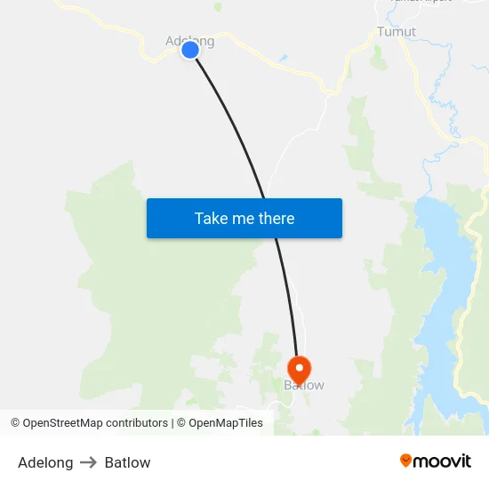 Adelong to Batlow map