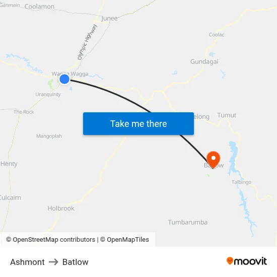 Ashmont to Batlow map