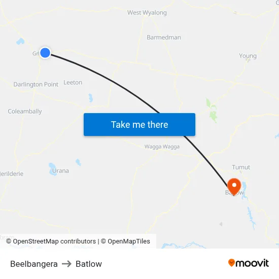 Beelbangera to Batlow map