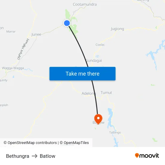 Bethungra to Batlow map
