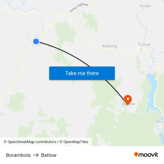 Borambola to Batlow map