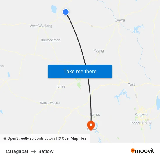 Caragabal to Batlow map