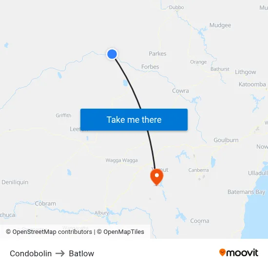 Condobolin to Batlow map