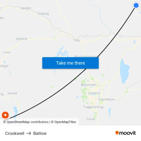 Crookwell to Batlow map