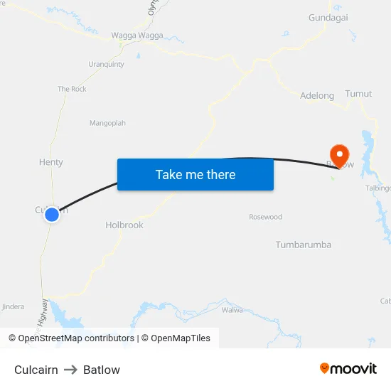 Culcairn to Batlow map