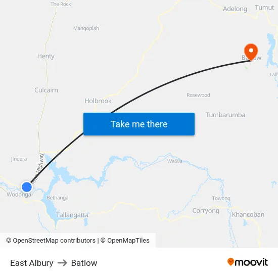 East Albury to Batlow map