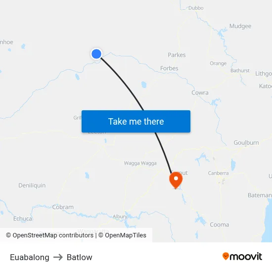 Euabalong to Batlow map