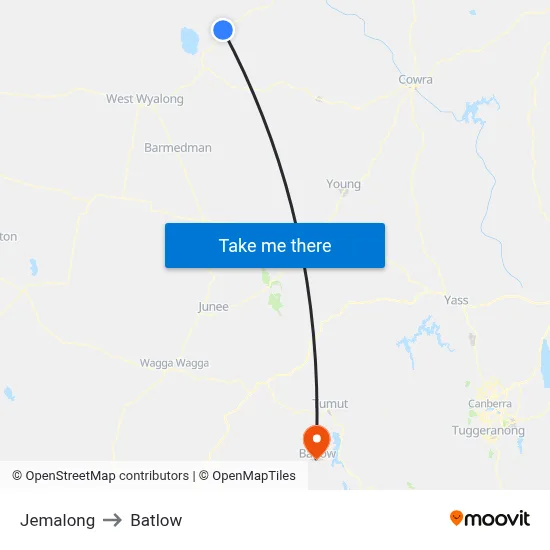 Jemalong to Batlow map