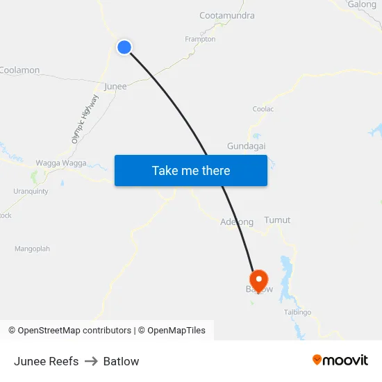 Junee Reefs to Batlow map