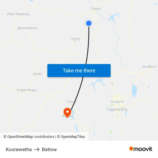 Koorawatha to Batlow map