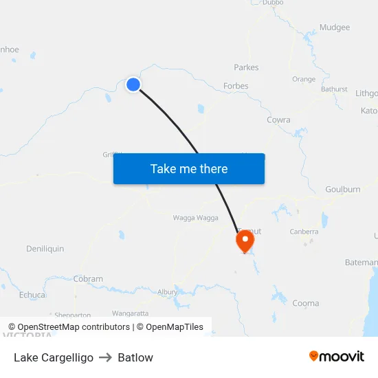 Lake Cargelligo to Batlow map