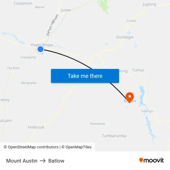 Mount Austin to Batlow map