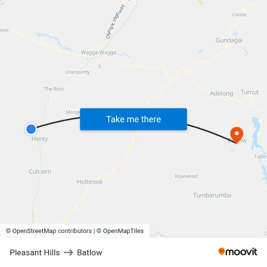 Pleasant Hills to Batlow map