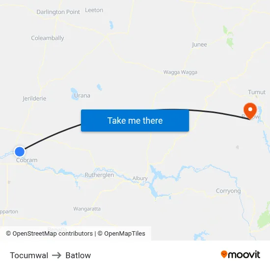 Tocumwal to Batlow map