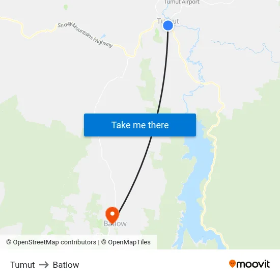 Tumut to Batlow map