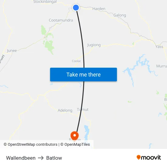 Wallendbeen to Batlow map