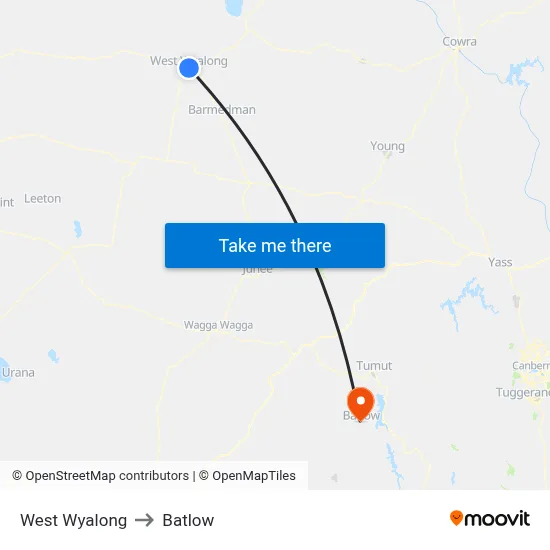 West Wyalong to Batlow map
