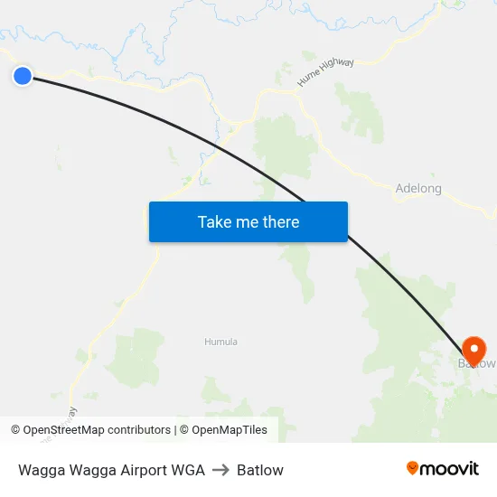 Wagga Wagga Airport WGA to Batlow map