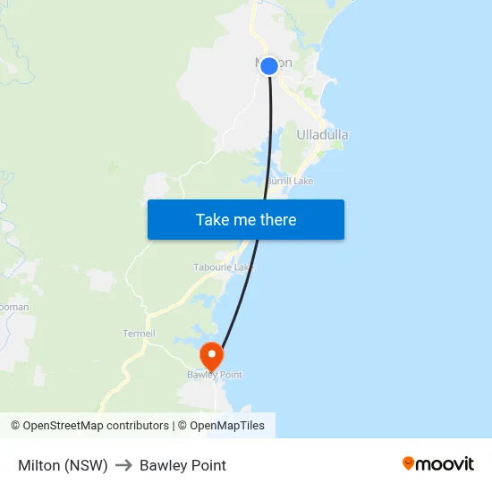 Milton (NSW) to Bawley Point map