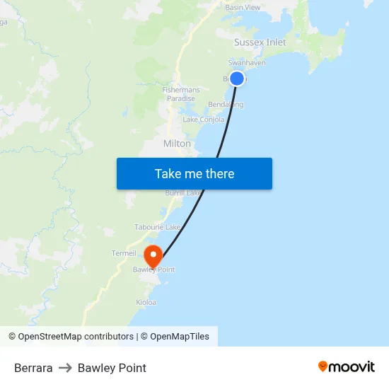 Berrara to Bawley Point map