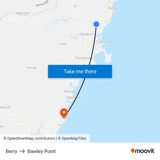 Berry to Bawley Point map