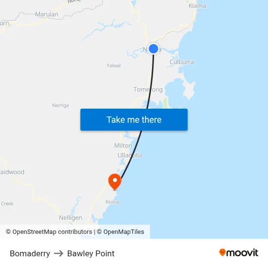 Bomaderry to Bawley Point map
