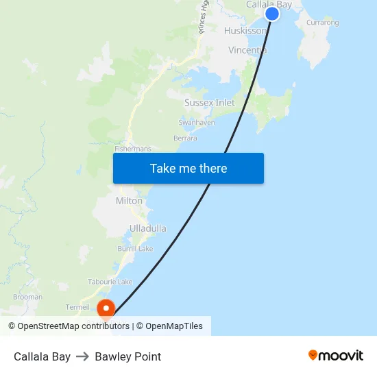 Callala Bay to Bawley Point map
