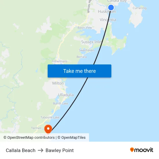Callala Beach to Bawley Point map