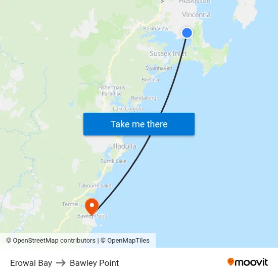 Erowal Bay to Bawley Point map