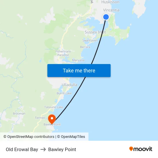 Old Erowal Bay to Bawley Point map