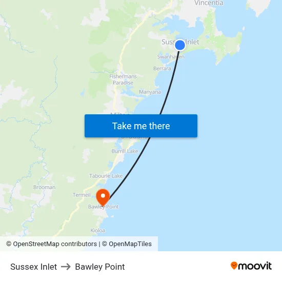 Sussex Inlet to Bawley Point map